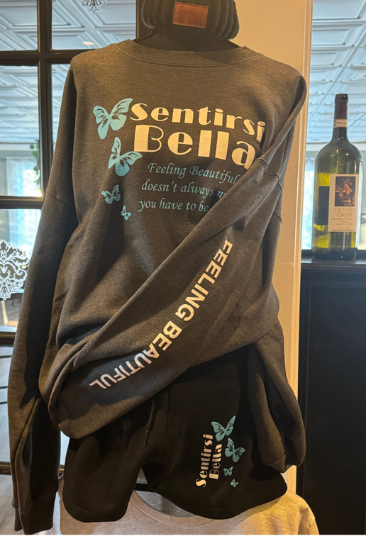 4 Blue Butterflies Crewneck (sleeve)